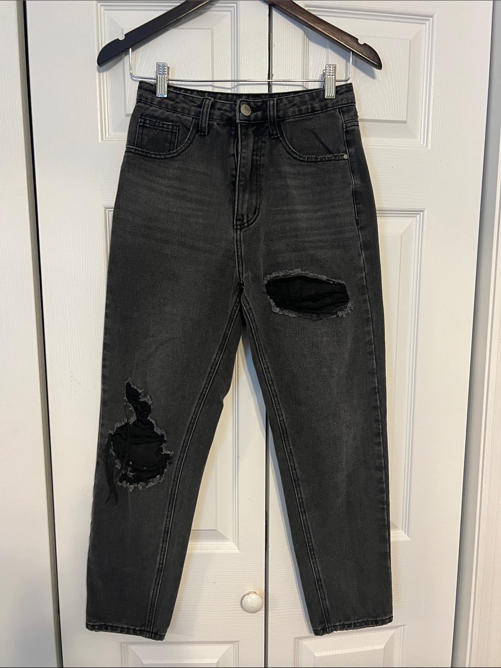 Nasty Gal Collection Black High-Rise Distressed Jeans